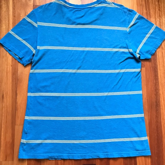 VOLCOM Striped T-shirt Mens Medium Blue and Yellow - Picture 4 of 8